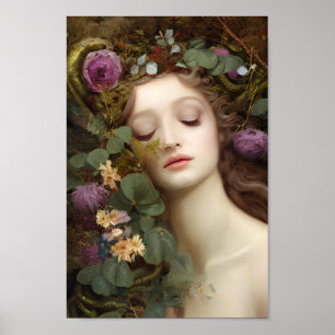 Poster Belle femme dans la peinture colorée nature 2