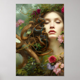 Poster Belle femme dans la peinture colorée nature 4