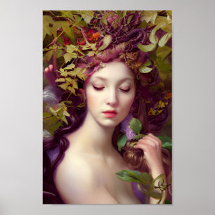 Poster Belle femme dans la peinture colorée nature   7  