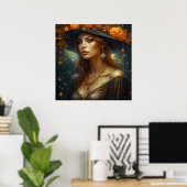 Poster Belle femme en Casquette Ethereal Ai Art (Bureau à domicile)