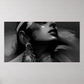 Poster Belle femme indienne noir blanc Monochrome 2 (Devant)