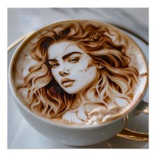 Poster Belle femme Latte Art