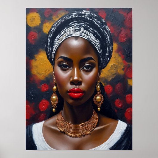 Poster Belle femme noire africaine peint (Devant)