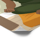 Poster Belle femme noire en courbe méditant (Coin)