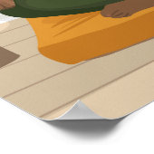 Poster Belle femme noire en courbe méditant (Coin)