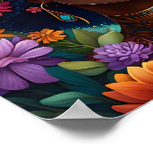 Poster Belle femme noire entourée de fleurs (Coin)