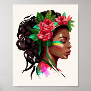 Poster Belle femme Rose africaine