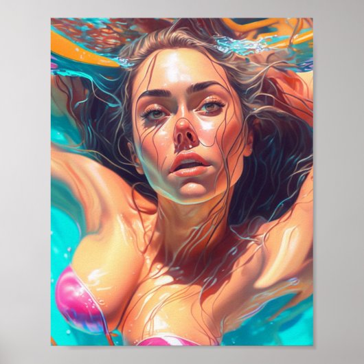 Poster Belle Femme sous l'eau AI Art (Devant)
