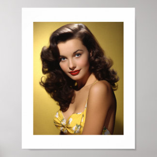 Poster Belle Femme Vintage Jaune Pinup Girl