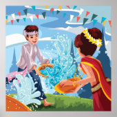 Poster Belle fête de Songkran Jouer de l'eau (Devant)