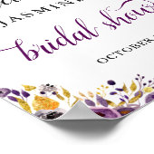Poster Belle Fête des mariées florale violette or (Coin)