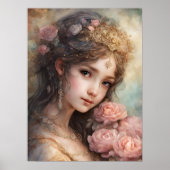 Poster Belle Fille aux Roses Roses (Devant)