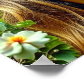 Poster Belle fille avec lunettes de soleil Fleurs de réfl (Coin)