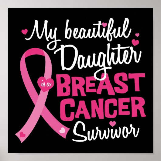 Poster Belle fille Cancer du sein Survivant Maman Papa (Devant)