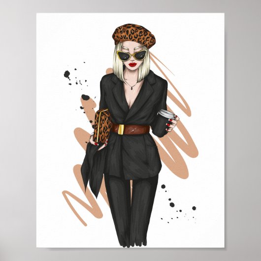 Poster Belle fille en vêtements élégants avec mode acc (Devant)