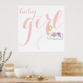 Poster Belle fille endormie typographie pink pépinière (Cuisine)