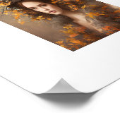 Poster Belle fille entourée de feuilles (Coin)
