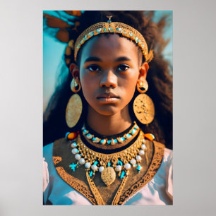 Poster belle fille noire d'origine orientale