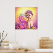 Poster Belle fille papillon fée (Cuisine)