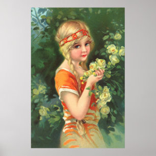 Poster Belle fille Rose