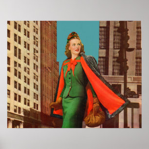 Poster belle fille uptown des années 1940