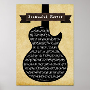 Poster Belle Fleur Black Guitare Chanson Lyrique Imprimer