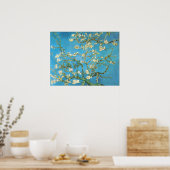 Poster Belle fleur d'amande antique peinture bleu vert (Cuisine)