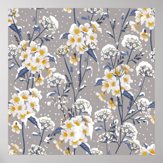 Poster Belle fleur d'hiver fleurissant dans le delic de n (Devant)