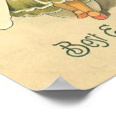 Poster Belle Fleur Fille Vintage Pâques (Coin)