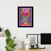 Poster Belle Fleurs de Lotus Rose Ornat Vibrant (Bureau à domicile)