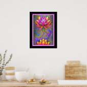 Poster Belle Fleurs de Lotus Rose Ornat Vibrant (Cuisine)