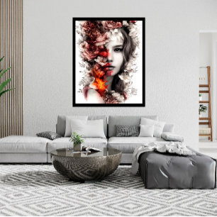 Poster Belle Fleurs Féminines imaginaire Abstrait