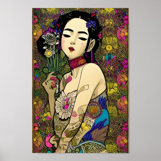 Poster Belle Floralpunk Balinese fille (Devant)