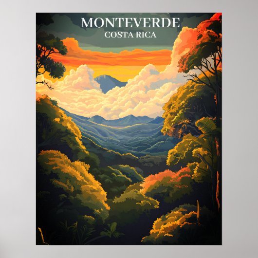 Poster Belle forêt nuageuse de Monteverde Costa Rica (Devant)