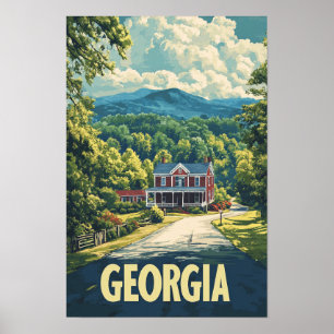 Poster Belle Géorgie USA Vintage Illustration Voyage