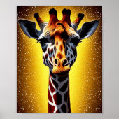 Poster Belle Giraffe avec une Parties scintillant d'or (Devant)