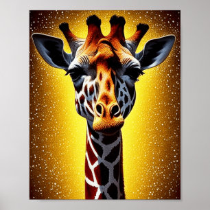 Poster Belle Giraffe avec une Parties scintillant d'or