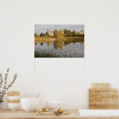 Poster Belle grange et ferme réfléchie dans l'étang (Cuisine)