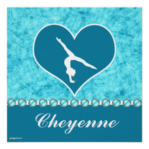 Poster Belle gymnastique personnalisée de turquoise