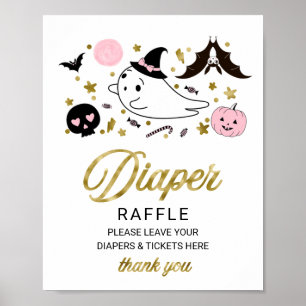 Poster Belle Halloween Baby shower Déchets Signe Raffin
