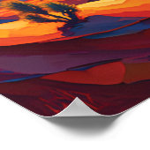 Poster Belle Heure d'or Désert Coucher de soleil et chame (Coin)