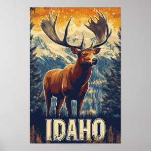 Poster Belle Idaho USA Illustration Vintage Voyage