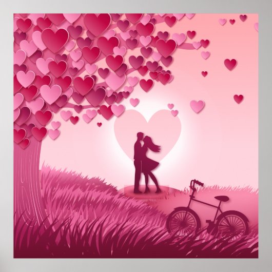 Poster Belle illustration de couple romantique rose pâle (Devant)