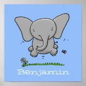 Poster Belle illustration de saut d'éléphant bébé (Devant)