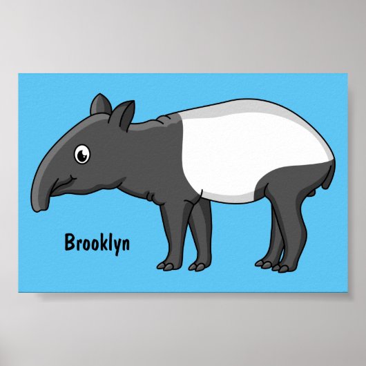 Poster Belle illustration de tapir de dessin animé (Devant)