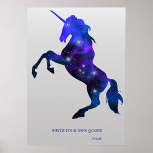 Poster Belle image brillante de licorne rose galaxy