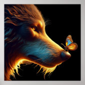 Poster Belle image de Wolf et Butterfly rétroéclairé or (Devant)