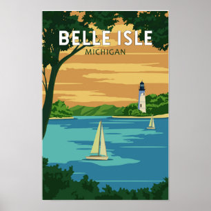 Poster Belle Isle Park Michigan Voyage Art Vintage