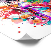 Poster Belle Japonaise en Kimono Parasol (Coin)