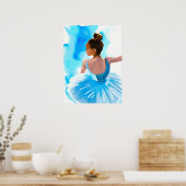 Poster Belle jeune Ballerina en bleu (Cuisine)